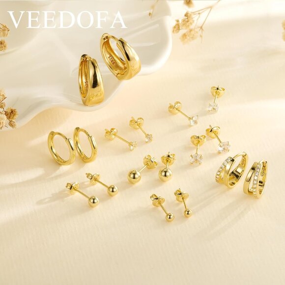 🆕 Women Gold Small Hoop Earrings Trendy Chunky Multiple Piercing Jewelry Gift - Picture 5 of 7